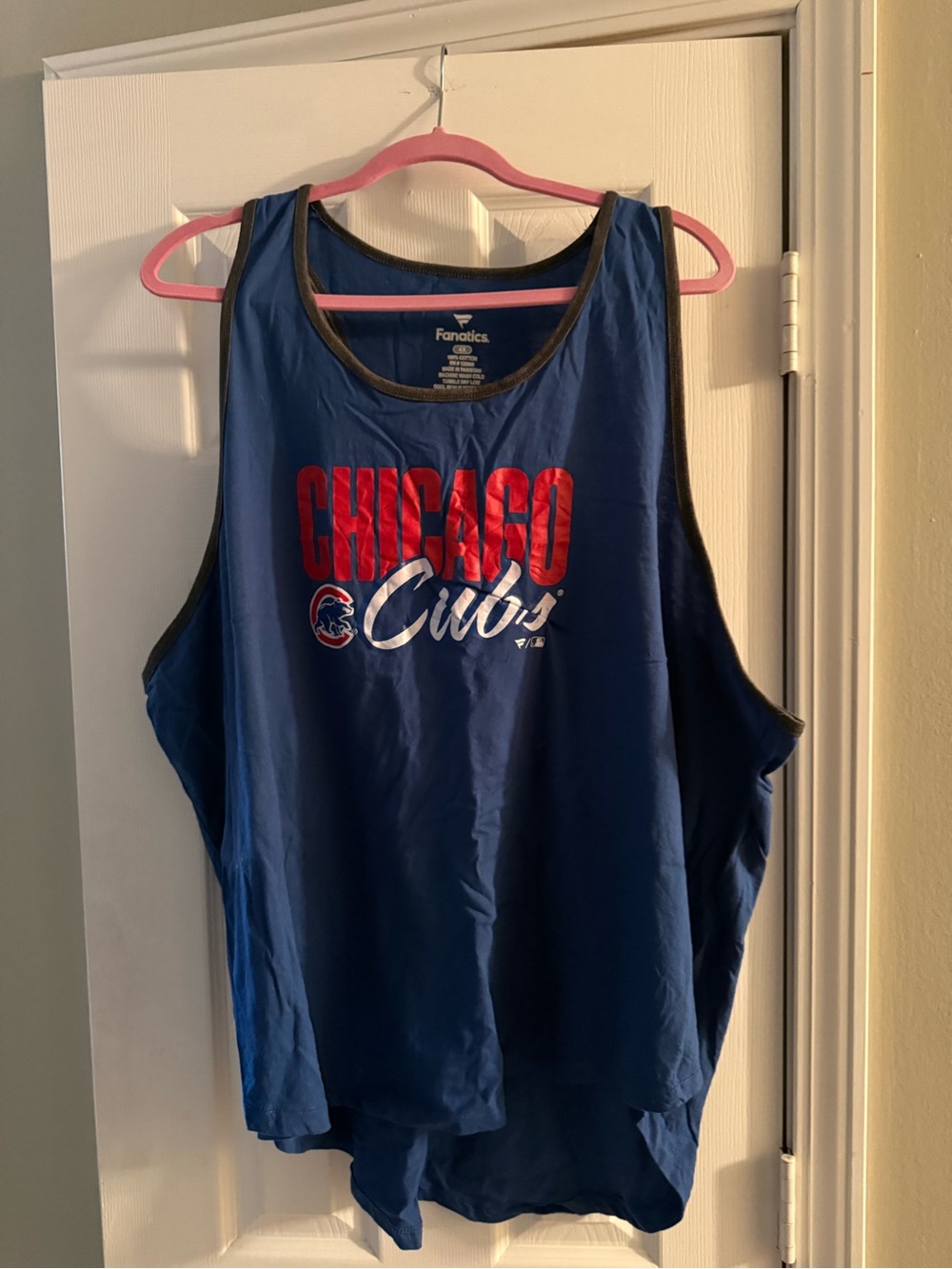 Fanatics Blue Chicago Cubs Tank with Red and White Logo
